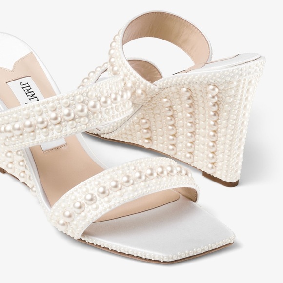 New JIMMY CHOO Bridal Sacoria 85 embellished wedge mules $1,950 40 - Picture 5 of 15